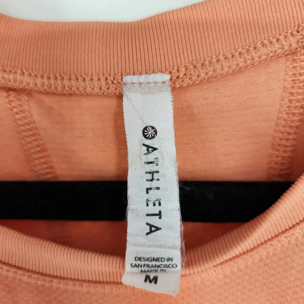 Athleta Lightweight Orange Athletic Workout Gym Short Sleeve T-Sirt Size Medium